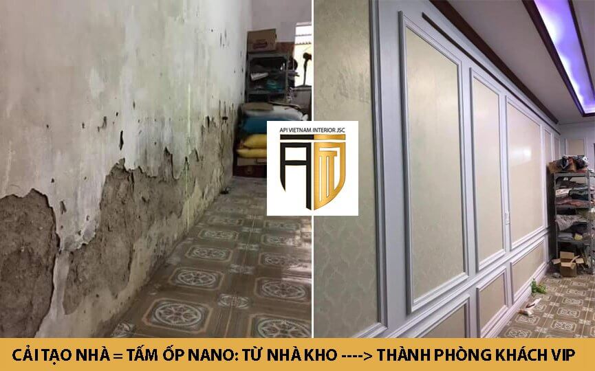 API Việt Nam - Hình ảnh công trình trước vào sau thi công sử dụng tấm nhựa ốp tường PVC Nano - 4